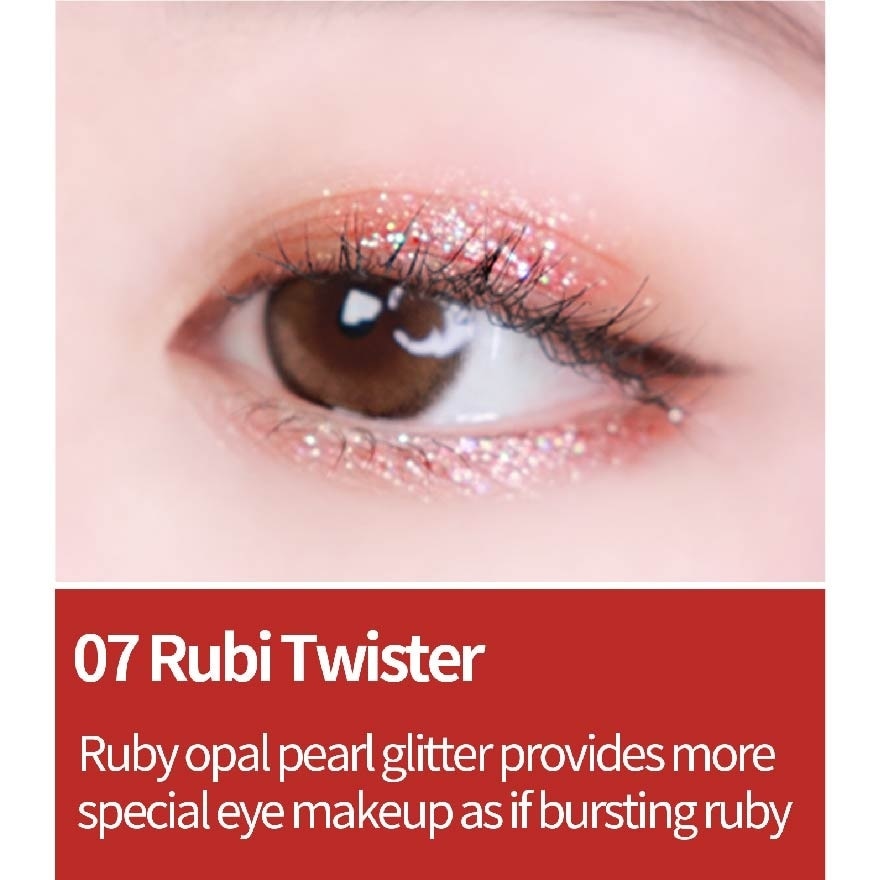 Eye Metal Glitter (07 Ruby Twist), Quick Fixing Type Liquid Shadow That Is Quickly Fixed After Application 1s