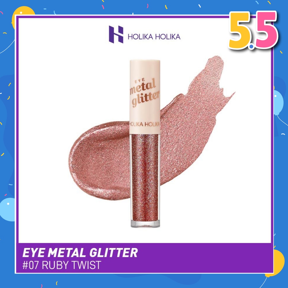 Eye Metal Glitter (07 Ruby Twist), Quick Fixing Type Liquid Shadow That Is Quickly Fixed After Application 1s