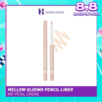 HOLIKA HOLIKA Mellow Gliding Pencil Liner (07 Petal Crème), Lasts Long Without Smudge By Double Long Lasting System Of Both Water And Oil Proof 1s