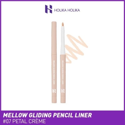 HOLIKA HOLIKA Mellow Gliding Pencil Liner (07 Petal Crème), Lasts Long Without Smudge By Double Long Lasting System Of Both Water And Oil Proof 1s