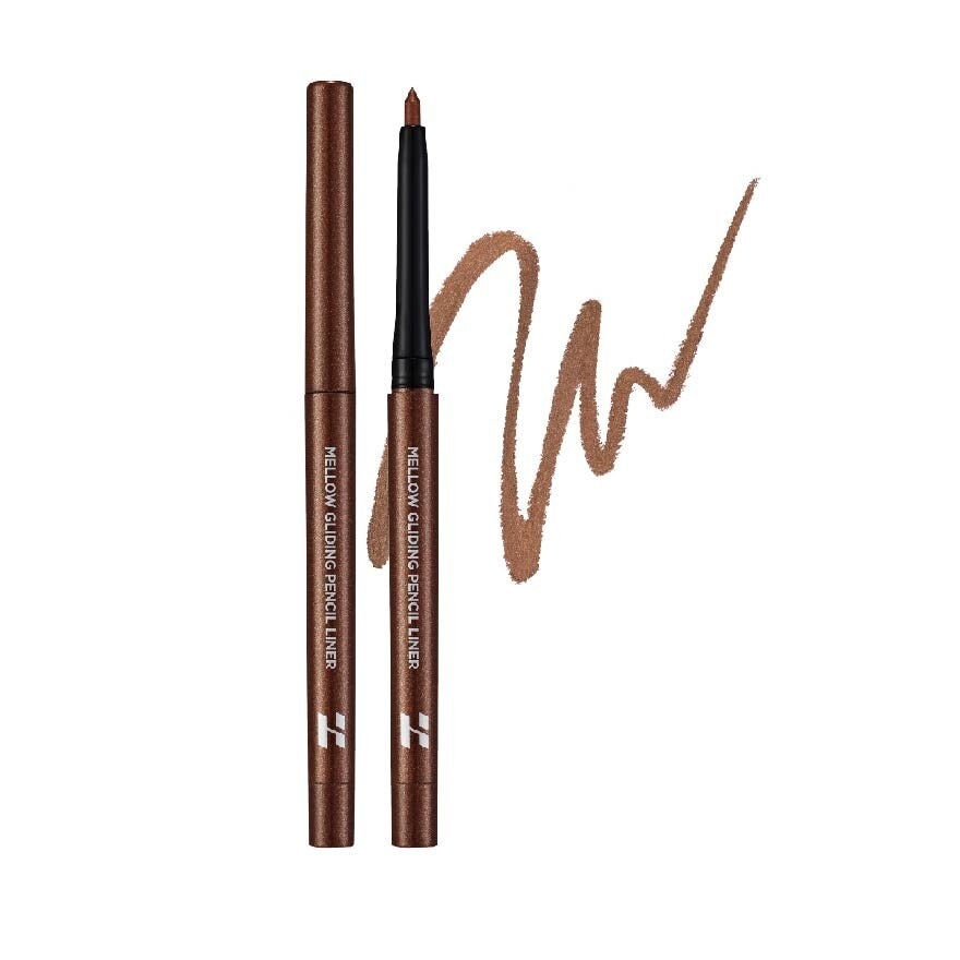 Mellow Gliding Pencil Liner (08 Mocha Glitz), Lasts Long Without Smudge By Double Long Lasting System Of Both Water And Oil Proof 1s