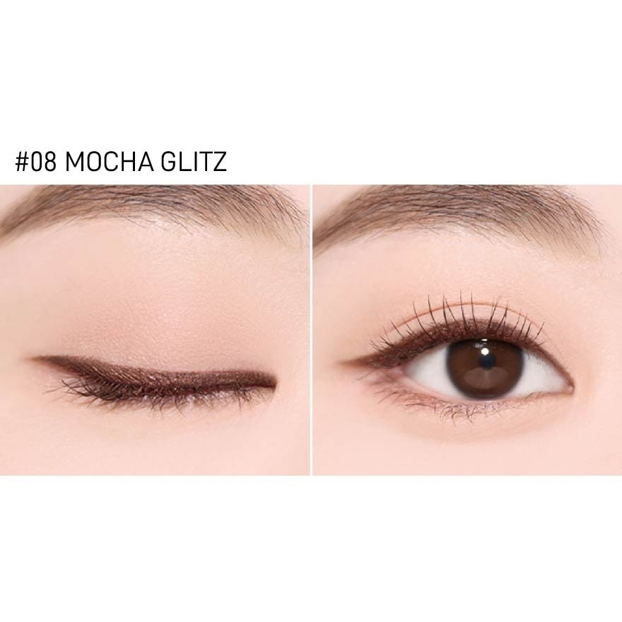 Mellow Gliding Pencil Liner (08 Mocha Glitz), Lasts Long Without Smudge By Double Long Lasting System Of Both Water And Oil Proof 1s