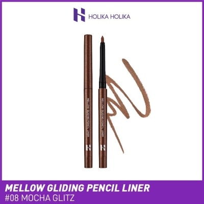 HOLIKA HOLIKA Mellow Gliding Pencil Liner (08 Mocha Glitz), Lasts Long Without Smudge By Double Long Lasting System Of Both Water And Oil Proof 1s