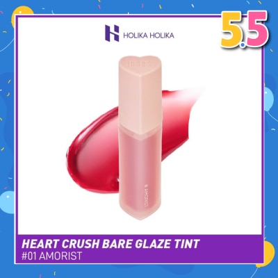 HOLIKA HOLIKA Heart Crush Bare Glaze Tint (01 Amorist), Lightweight Lip Tint Delivering Vivid Color And A Highshine Finish 1s