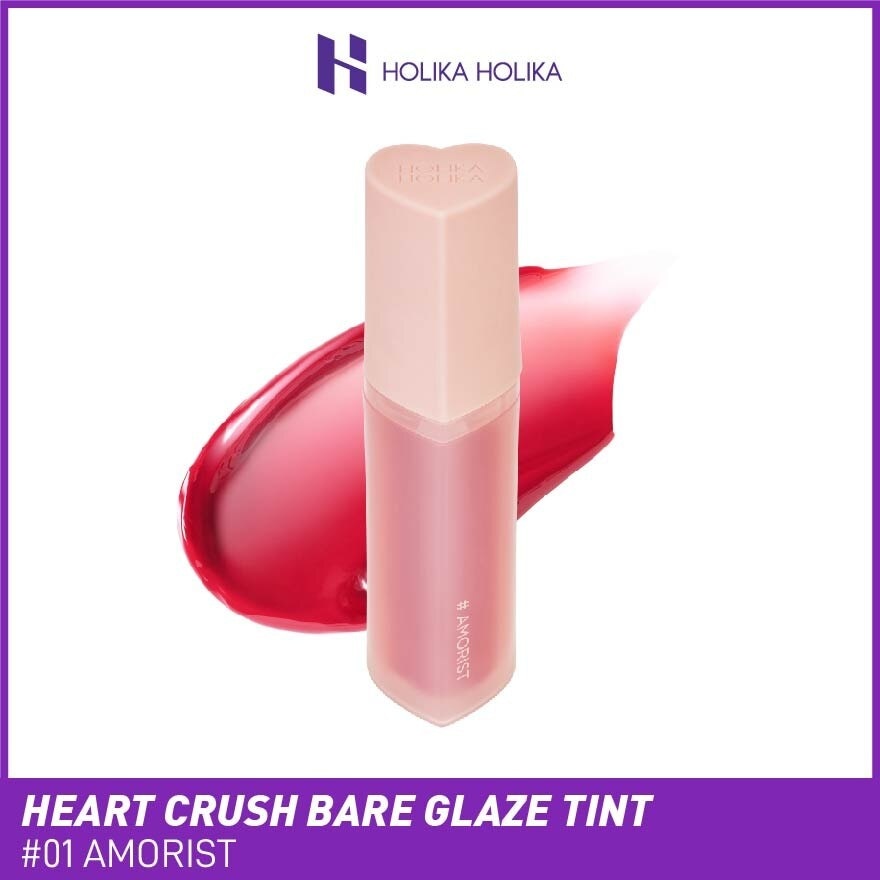 Heart Crush Bare Glaze Tint (01 Amorist), Lightweight Lip Tint Delivering Vivid Color And A Highshine Finish 1s