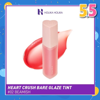 HOLIKA HOLIKA Heart Crush Bare Glaze Tint (02 Beamish), Lightweight Lip Tint Delivering Vivid Color And A Highshine Finish 1s