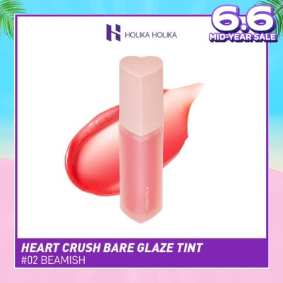 HOLIKA HOLIKA Heart Crush Bare Glaze Tint (02 Beamish), Lightweight Lip Tint Delivering Vivid Color And A Highshine Finish 1s