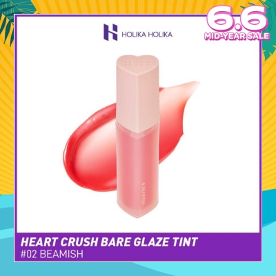 HOLIKA HOLIKA Heart Crush Bare Glaze Tint (02 Beamish), Lightweight Lip Tint Delivering Vivid Color And A Highshine Finish 1s
