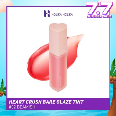 HOLIKA HOLIKA Heart Crush Bare Glaze Tint (02 Beamish), Lightweight Lip Tint Delivering Vivid Color And A Highshine Finish 1s