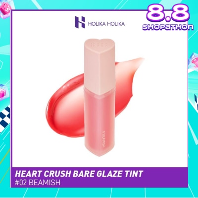 HOLIKA HOLIKA Heart Crush Bare Glaze Tint (02 Beamish), Lightweight Lip Tint Delivering Vivid Color And A Highshine Finish 1s