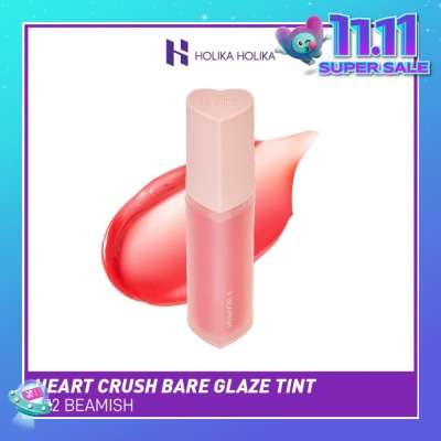 HOLIKA HOLIKA Heart Crush Bare Glaze Tint (02 Beamish), Lightweight Lip Tint Delivering Vivid Color And A Highshine Finish 1s