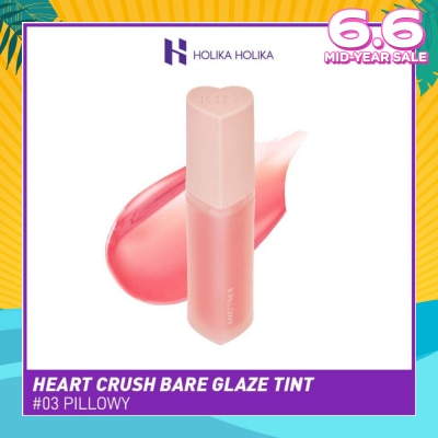 HOLIKA HOLIKA Heart Crush Bare Glaze Tint (03 Pillowy), Lightweight Lip Tint Delivering Vivid Color And A Highshine Finish 1s