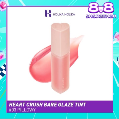 HOLIKA HOLIKA Heart Crush Bare Glaze Tint (03 Pillowy), Lightweight Lip Tint Delivering Vivid Color And A Highshine Finish 1s