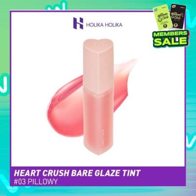 HOLIKA HOLIKA Heart Crush Bare Glaze Tint (03 Pillowy), Lightweight Lip Tint Delivering Vivid Color And A Highshine Finish 1s