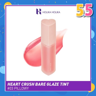 HOLIKA HOLIKA Heart Crush Bare Glaze Tint (03 Pillowy), Lightweight Lip Tint Delivering Vivid Color And A Highshine Finish 1s