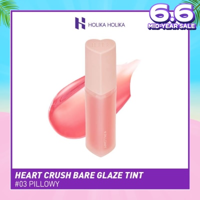 HOLIKA HOLIKA Heart Crush Bare Glaze Tint (03 Pillowy), Lightweight Lip Tint Delivering Vivid Color And A Highshine Finish 1s