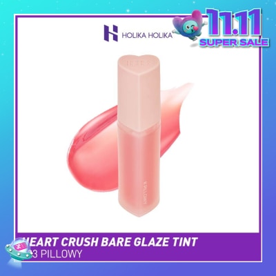 HOLIKA HOLIKA Heart Crush Bare Glaze Tint (03 Pillowy), Lightweight Lip Tint Delivering Vivid Color And A Highshine Finish 1s (Expiry: Jan`2026)