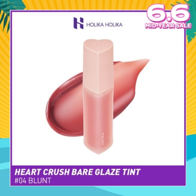 HOLIKA HOLIKA Heart Crush Bare Glaze Tint (04 Blunt), Lightweight Lip Tint Delivering Vivid Color And A Highshine Finish 1s