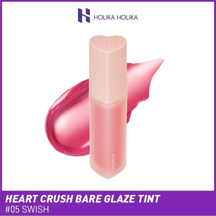 Heart Crush Bare Glaze Tint (05 Swish), Lightweight Lip Tint Delivering Vivid Color And A Highshine Finish 1s