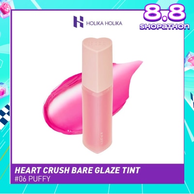HOLIKA HOLIKA Heart Crush Bare Glaze Tint (06 Puffy), Lightweight Lip Tint Delivering Vivid Color And A Highshine Finish 1s
