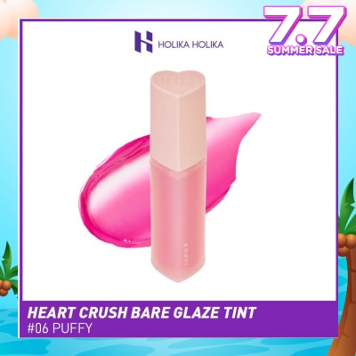 HOLIKA HOLIKA Heart Crush Bare Glaze Tint (06 Puffy), Lightweight Lip Tint Delivering Vivid Color And A Highshine Finish 1s