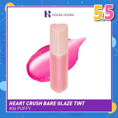 HOLIKA HOLIKA Heart Crush Bare Glaze Tint (06 Puffy), Lightweight Lip Tint Delivering Vivid Color And A Highshine Finish 1s