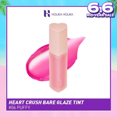 HOLIKA HOLIKA Heart Crush Bare Glaze Tint (06 Puffy), Lightweight Lip Tint Delivering Vivid Color And A Highshine Finish 1s