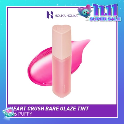 HOLIKA HOLIKA Heart Crush Bare Glaze Tint (06 Puffy), Lightweight Lip Tint Delivering Vivid Color And A Highshine Finish 1s