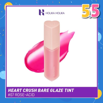 HOLIKA HOLIKA Heart Crush Bare Glaze Tint (07 RoseAcid), Lightweight Lip Tint Delivering Vivid Color And A Highshine Finish 1s