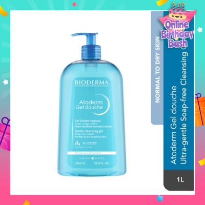 BIODERMA Atoderm Gel douche Ultra-Gentle Soap-Free Face & Body Cleansing Shower Gel (Dry Sensitive Skin) 1L