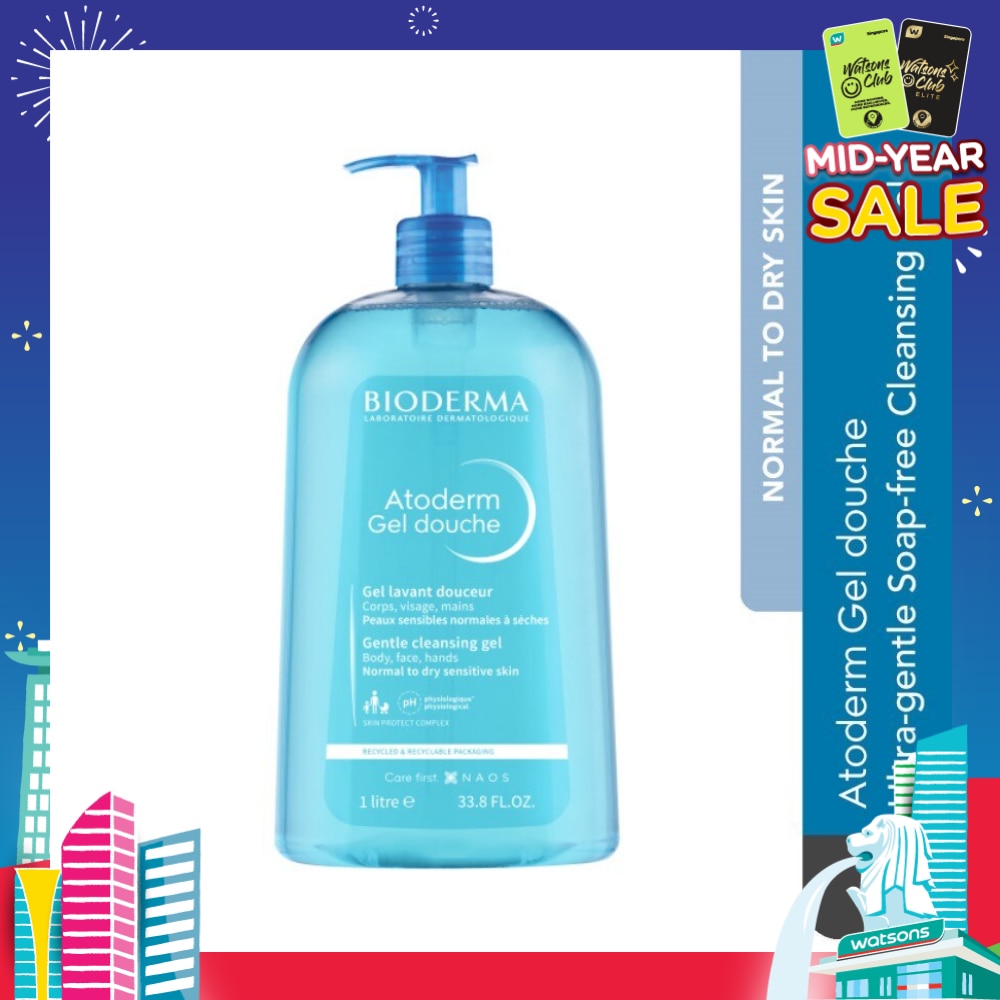Atoderm Gel douche Ultra-Gentle Soap-Free Face & Body Cleansing Shower Gel (Dry Sensitive Skin) 1L