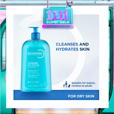 BIODERMA Atoderm Gel douche Ultra Gentle Soap Free Face & Body Cleansing Shower Gel (Dry Sensitive Skin) 1L (Expiry: Jul`2027) image