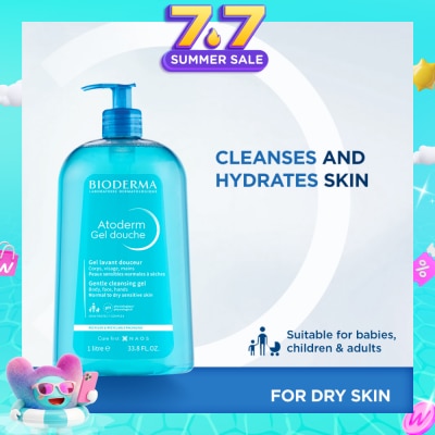 BIODERMA - Atoderm Gel douche Ultra-Gentle Soap-Free Face & Body Cleansing Shower Gel (Dry Sensitive Skin) 1L