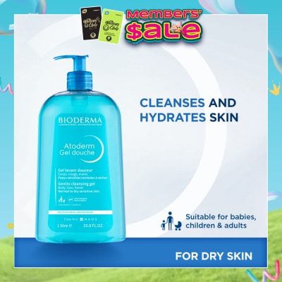 BIODERMA - Atoderm Gel douche Ultra-Gentle Soap-Free Face & Body Cleansing Shower Gel (Dry Sensitive Skin) 1L