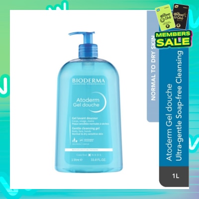 BIODERMA Atoderm Gel douche Ultra-Gentle Soap-Free Face & Body Cleansing Shower Gel (Dry Sensitive Skin) 1L