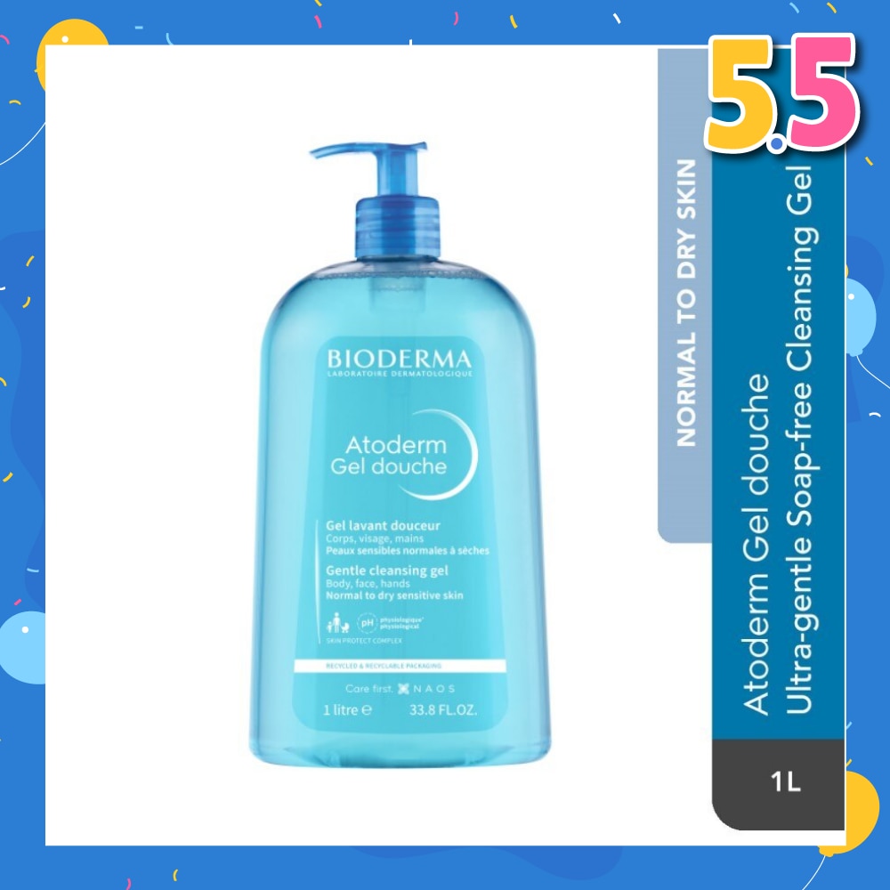 Atoderm Gel douche Ultra-Gentle Soap-Free Face & Body Cleansing Shower Gel (Dry Sensitive Skin) 1L