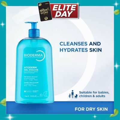 BIODERMA Atoderm Gel douche Ultra Gentle Soap Free Face & Body Cleansing Shower Gel (Dry Sensitive Skin) 1L image