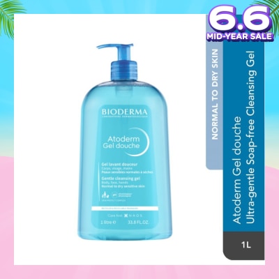 BIODERMA Atoderm Gel douche Ultra-Gentle Soap-Free Face & Body Cleansing Shower Gel (Dry Sensitive Skin) 1L