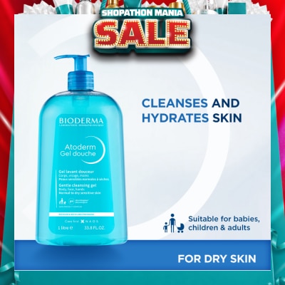 BIODERMA - Atoderm Gel douche Ultra-Gentle Soap-Free Face & Body Cleansing Shower Gel (Dry Sensitive Skin) 1L
