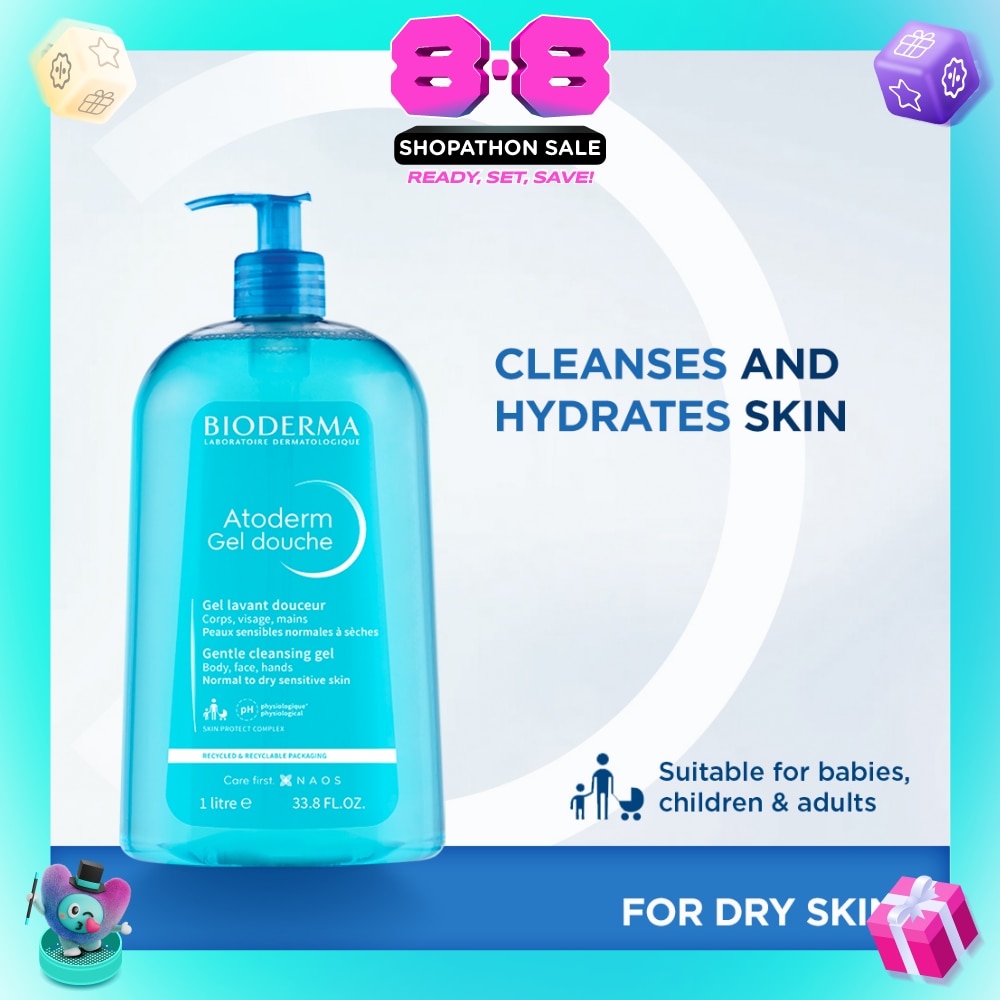 Atoderm Gel douche Ultra-Gentle Soap-Free Face & Body Cleansing Shower Gel (Dry Sensitive Skin) 1L
