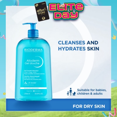 BIODERMA - Atoderm Gel douche Ultra-Gentle Soap-Free Face & Body Cleansing Shower Gel (Dry Sensitive Skin) 1L