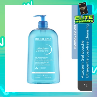 BIODERMA Atoderm Gel douche Ultra-Gentle Soap-Free Face & Body Cleansing Shower Gel (Dry Sensitive Skin) 1L