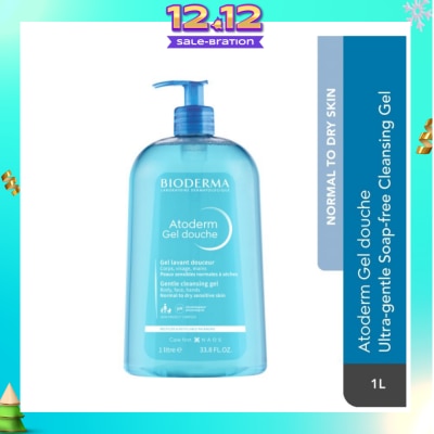 BIODERMA Atoderm Gel douche Ultra-Gentle Soap-Free Face & Body Cleansing Shower Gel (Dry Sensitive Skin) 1L