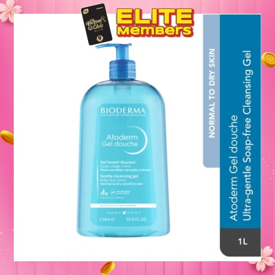 BIODERMA Atoderm Gel douche Ultra-Gentle Soap-Free Face & Body Cleansing Shower Gel (Dry Sensitive Skin) 1L