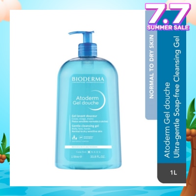 BIODERMA Atoderm Gel douche Ultra-Gentle Soap-Free Face & Body Cleansing Shower Gel (Dry Sensitive Skin) 1L