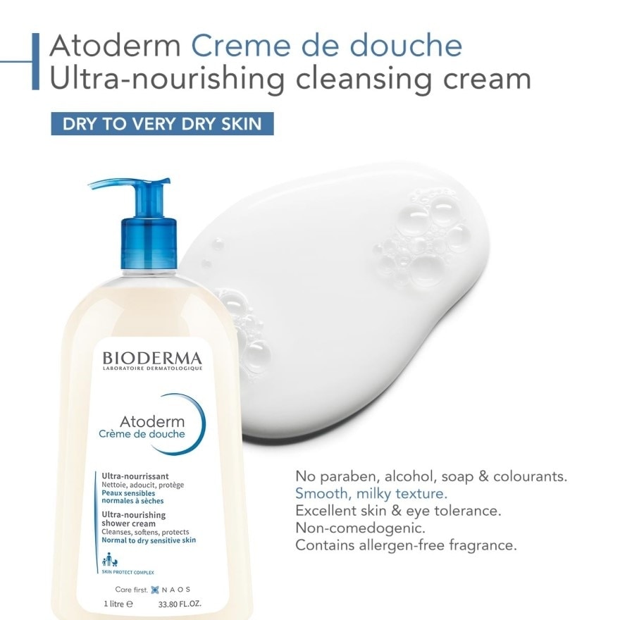 Atoderm Crème de douche Ultra-Nourishing Face & Body Cleansing Shower Cream (Very Dry, Sensitive Skin) 1L