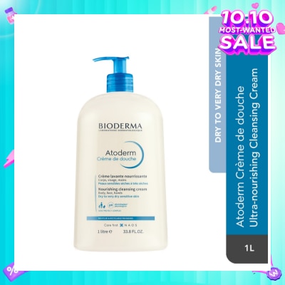 BIODERMA Atoderm Crème de douche Ultra-Nourishing Face & Body Cleansing Shower Cream 1L (Expiry: Mar`2026)