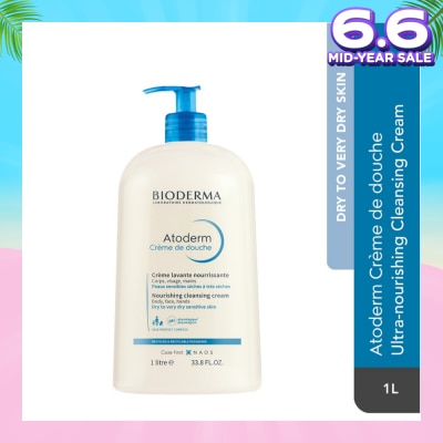 BIODERMA Atoderm Crème de douche Ultra-Nourishing Face & Body Cleansing Shower Cream (Very Dry, Sensitive Skin) 1L