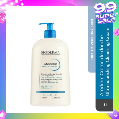 BIODERMA Atoderm Crème de douche Ultra-Nourishing Face & Body Cleansing Shower Cream 1L (Expiry: Mar`2026)