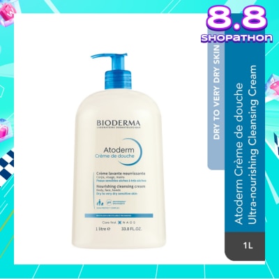 BIODERMA Atoderm Crème de douche Ultra-Nourishing Face & Body Cleansing Shower Cream (Very Dry, Sensitive Skin) 1L
